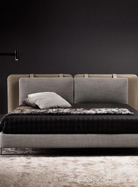 意式极简塔特林布艺床现代简约设计师款.米Tatlin皮布双人床婚