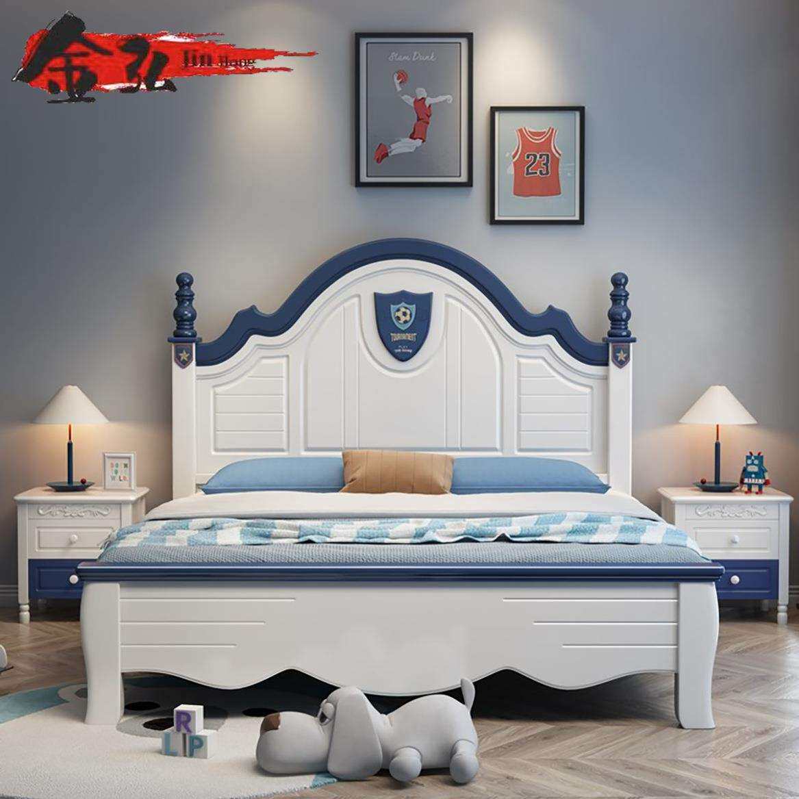 全实木儿童床现代简约1.35单人床1.5米简约女孩公主床1.2储物童床