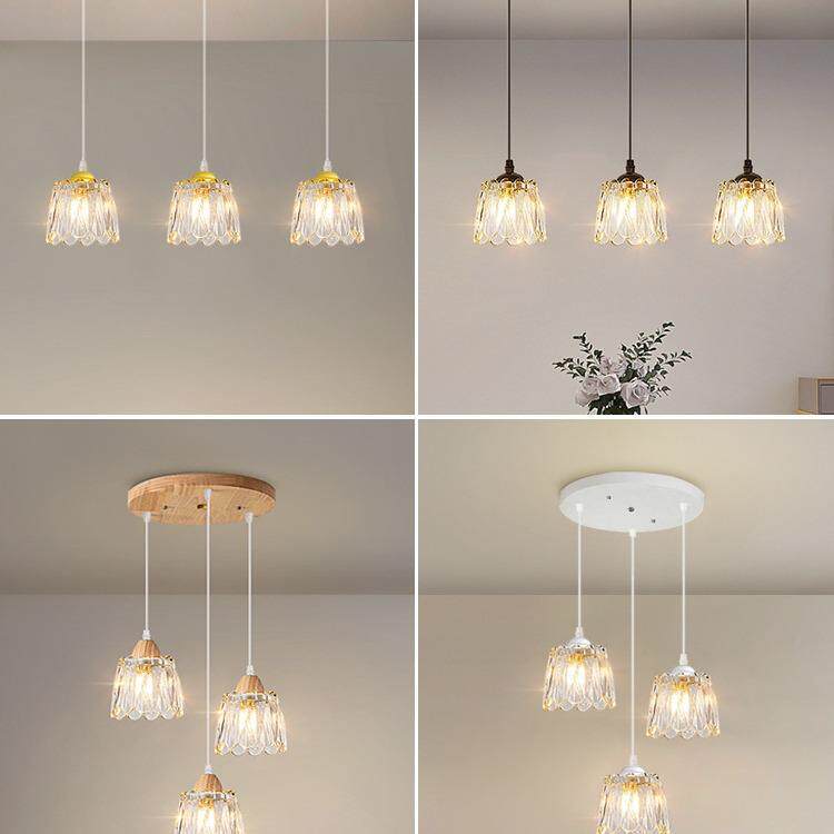 原木现代简约创意玻璃餐厅吊灯三头餐桌单头床头过道玄关阳台吊灯