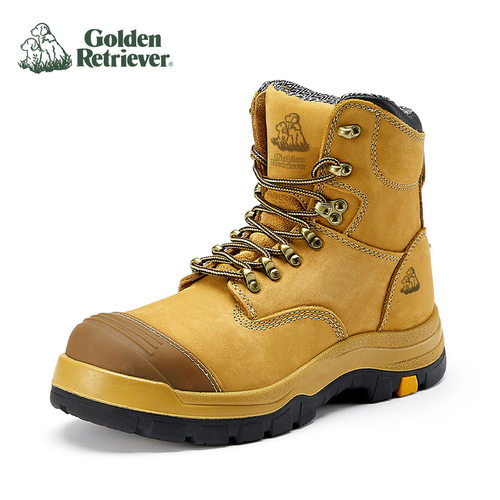 GoldenRetriever跨境牛皮劳保鞋coolmax透气内里工作防护靴安全鞋