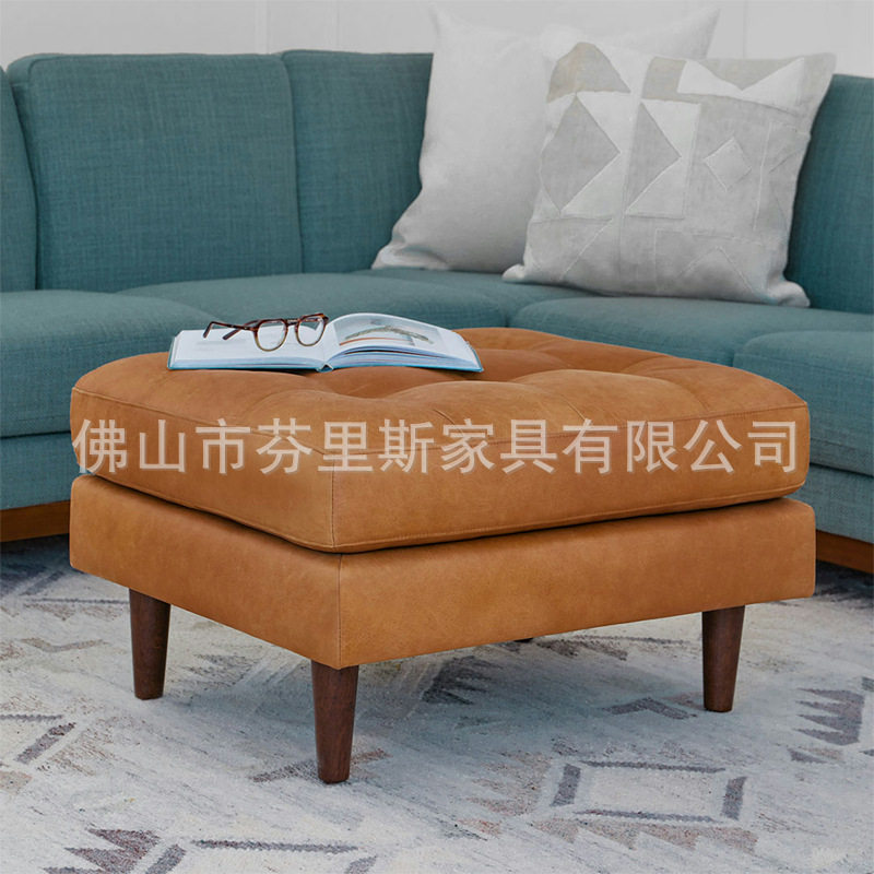 脚踏换鞋凳子中复古风真皮懒人沙发放脚搁脚家用客厅拼接放腿神器