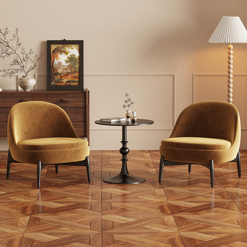 法式单人沙发咖啡厅甜品店复古沙发椅家用卧室靠背沙发茶几组合