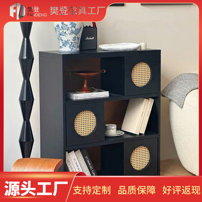北欧实木轻奢黑色书柜