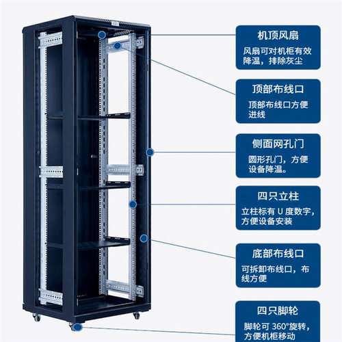 厂家定制网络机柜机房42u服务器机柜 1.2米1.6米1.8米2米监控机柜