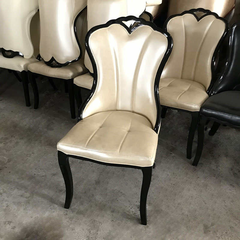 工厂促销酒店餐厅实木靠背餐椅韩式PU高弹海绵洽谈木架批发餐桌椅