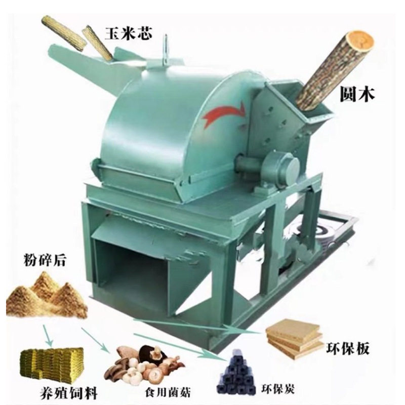 竹木粉粹机900型木材破碎机边角料树枝双进料口锯末粉碎机电动