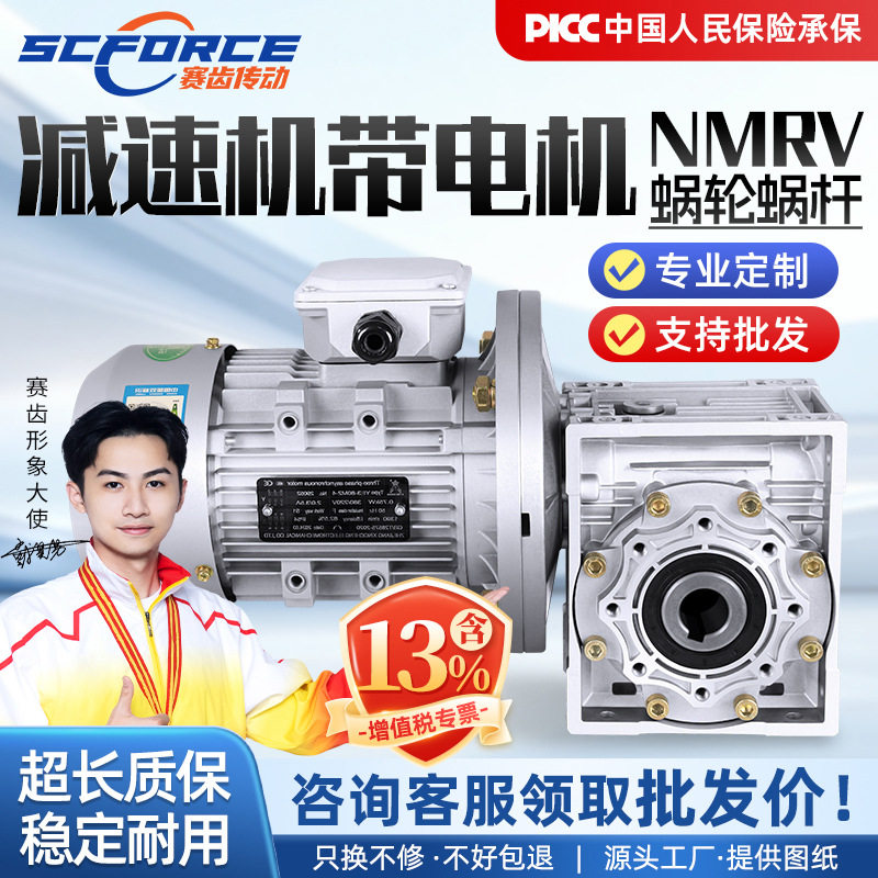 nmrv小型蜗轮蜗杆减速机带电机涡轮减速器电机一体380v减速箱