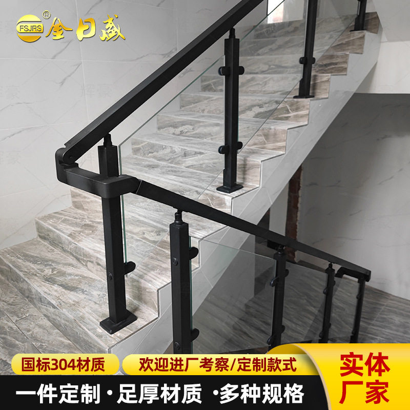 304不锈钢免打孔楼梯玻璃护栏