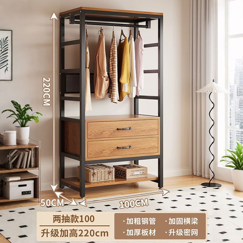 衣柜家用金属卧室开放式组合步入衣帽间抽屉衣帽架落地挂衣架架子