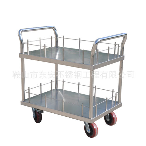 东安TC-21不锈钢重型双层推车拉货车货物周转车静音重型脚轮