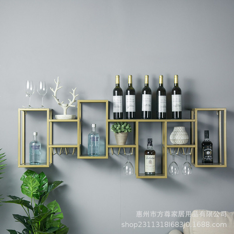 新品铁艺红酒架壁挂客厅墙上装饰创意餐厅酒柜酒杯架悬挂式置物架