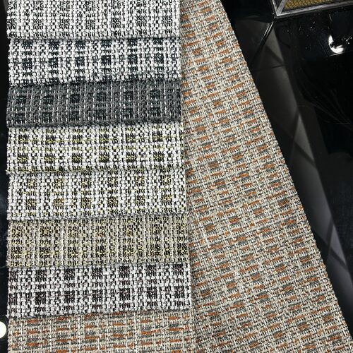 门幅 142cm 雪尼尔提花格子图案复古沙发布料