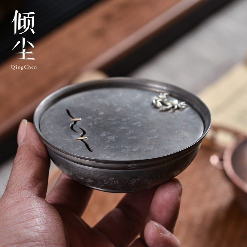 铜螃蟹锡壶承迷你形小银壶底座小泡壶底托可储水手工老味