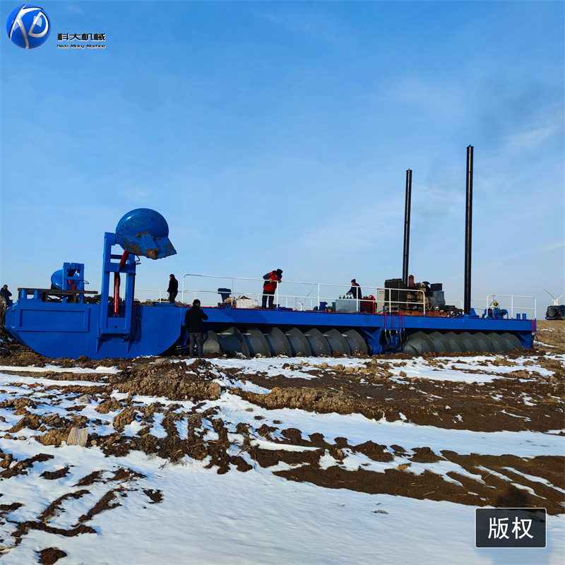 水陆两栖螺旋打桩船 滩涂浅滩光伏打桩平台 水路两用螺旋推进车