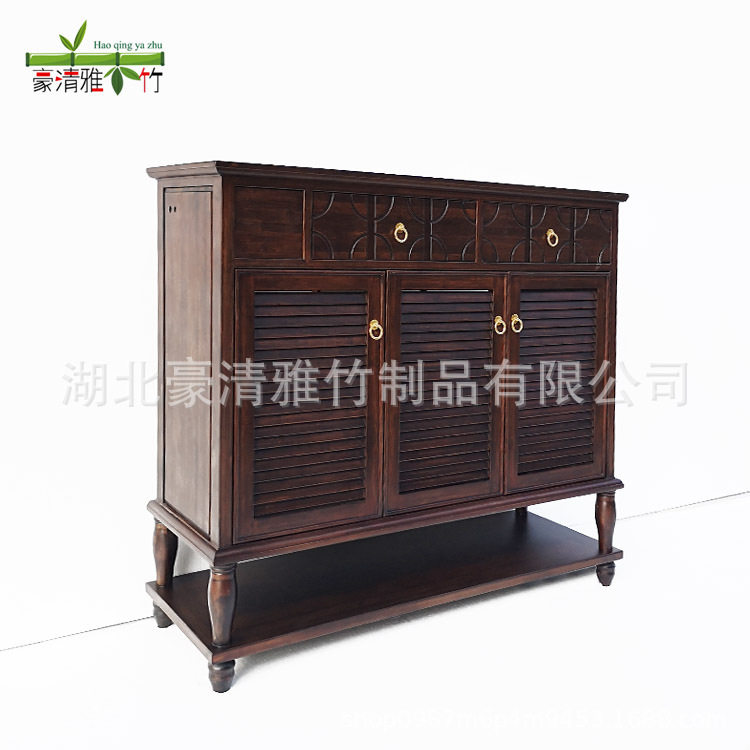 湖北竹全竹家具厂加工竹木鞋柜竹制换鞋柜玄关柜竹柜新中式竹木柜