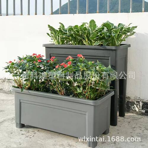 厂家销售CP75家用阳台屋顶种菜神器懒人可蓄水长条塑料花箱种植盆