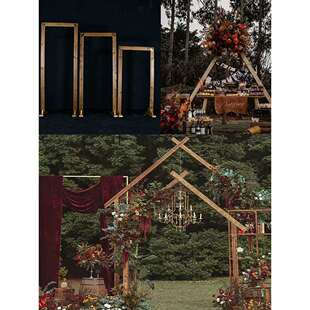 婚庆拱门花架户外森系婚礼装饰道具布置背景结婚木架木头木质花门