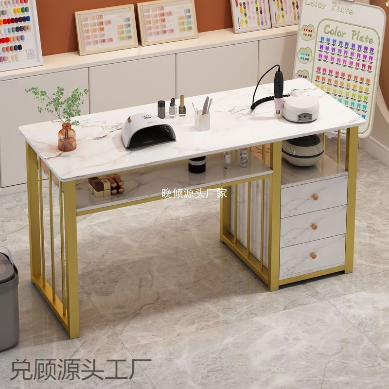 ins风网红美甲店经济型美甲桌子椅子套装日式简约双人美甲台