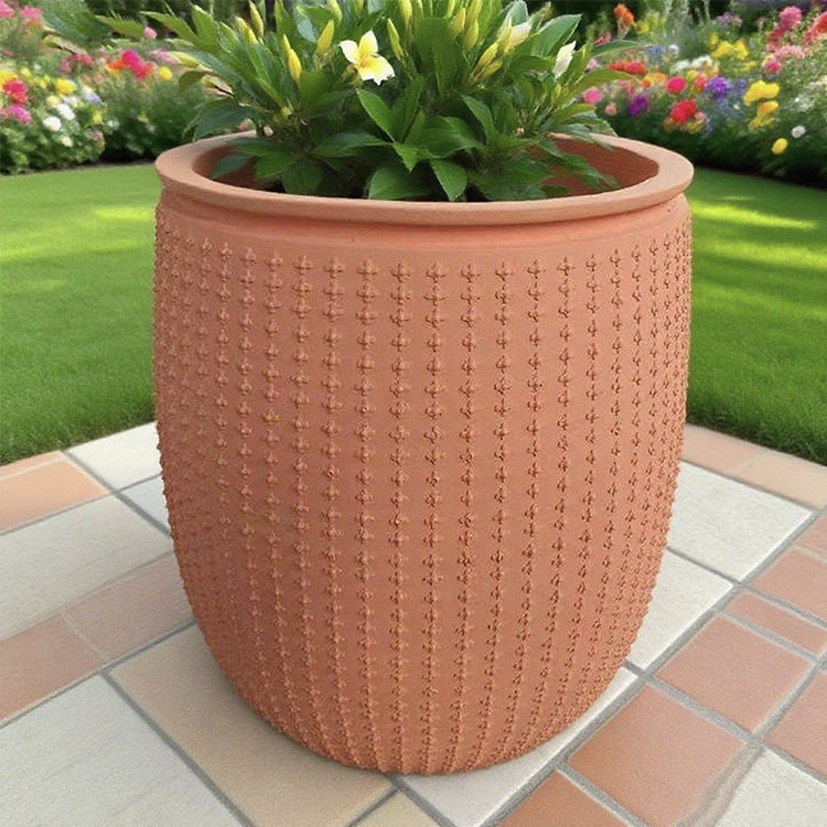 室外阳台花盆透气轻质镁水泥花盆工厂制作 复古绿化工程纤维花钵