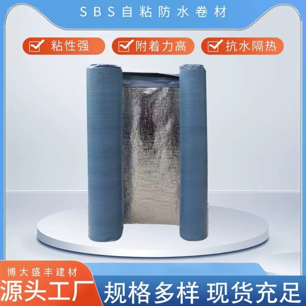 防水建材卷材自贴sbs屋顶补漏材料天沟防水胶油毛毡工程沥青自粘