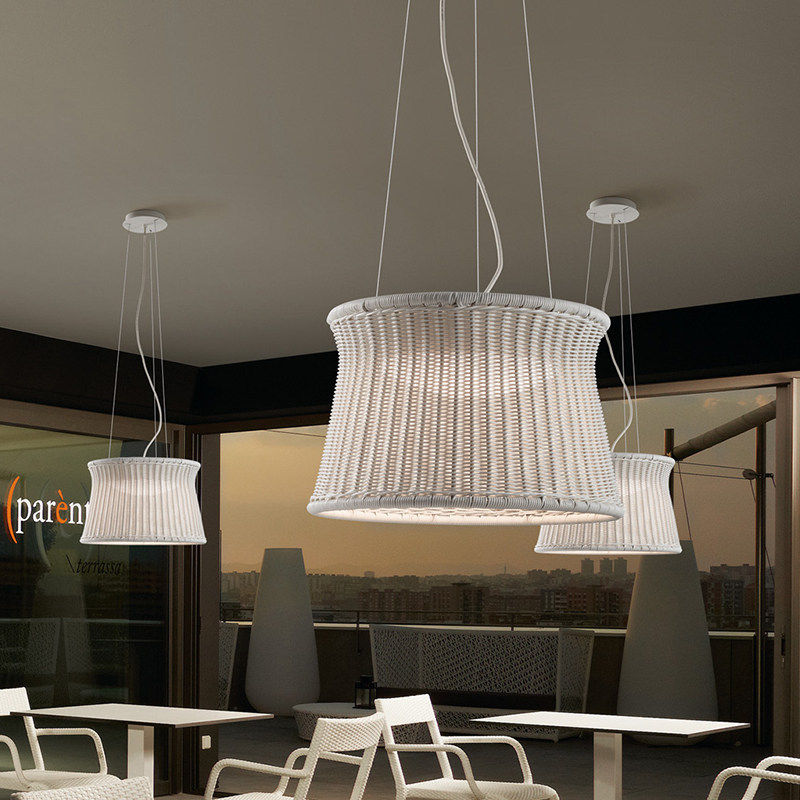 藤编吊灯客厅餐厅编织饭店民宿别墅花园日式藤艺户外防水庭院灯