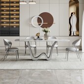 意式 轻奢岩板餐桌简约现代高端小户型餐厅设计师款 长方形吃饭桌子