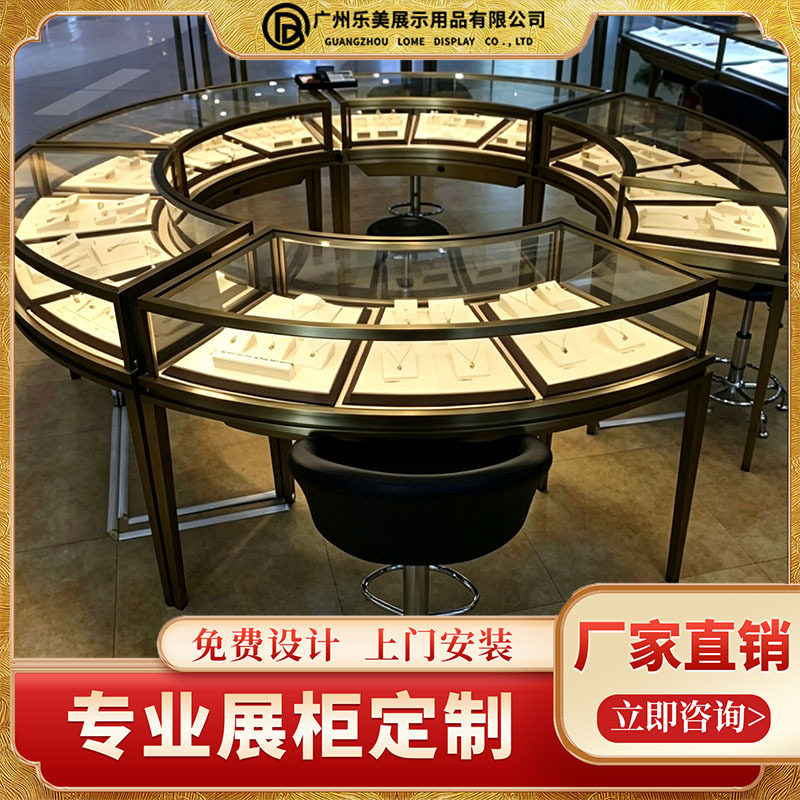 商场饰品店珠金银珠宝展示柜木质烤漆+超清钢化玻璃材质陈列柜