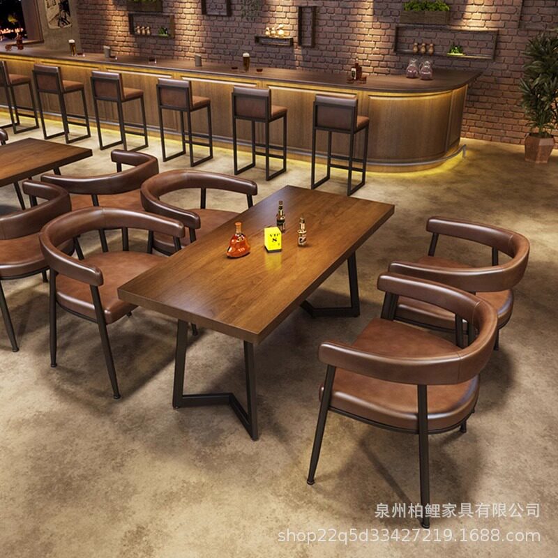 工业风酒吧清吧卡座沙发咖啡厅烧烤店西餐厅音乐餐吧酒馆桌椅组合
