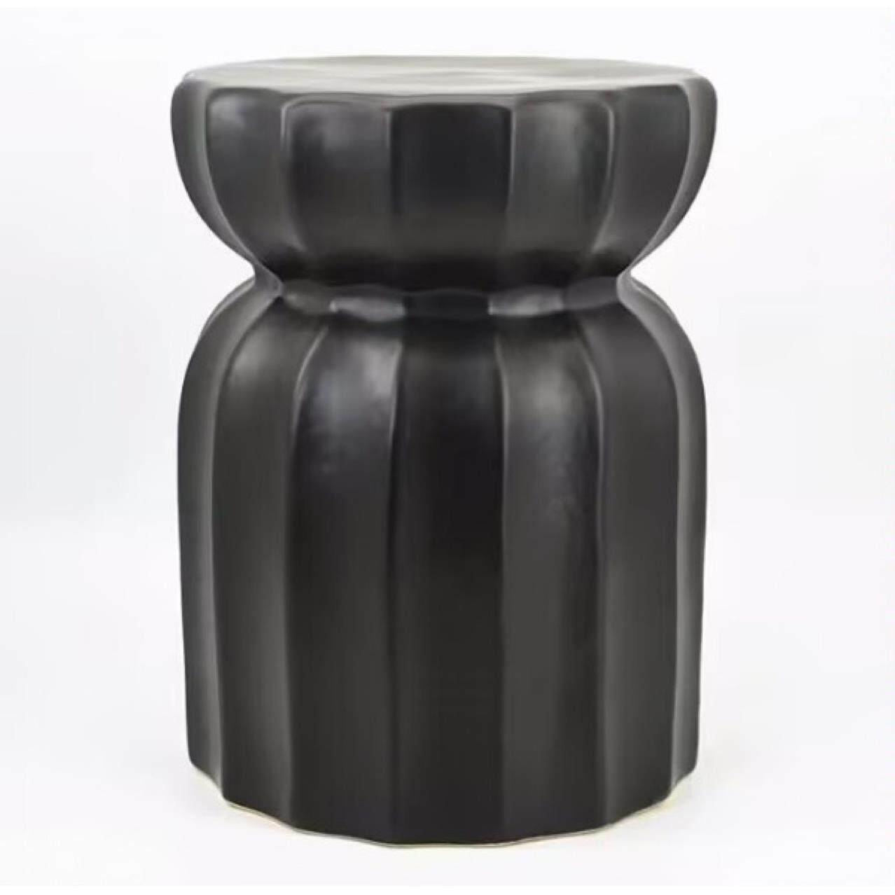 亚光黑色陶瓷鼓凳家具摆件