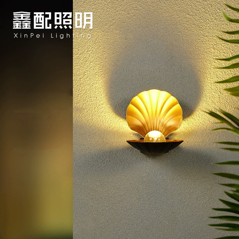 户外壁灯防水贝壳灯创意外墙阳台壁灯过道民宿卧室客房酒店装饰灯