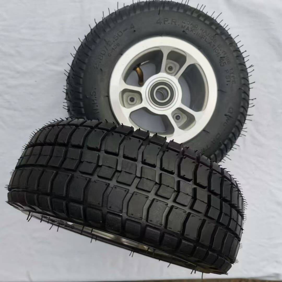 10寸 铝合金轮辐橡胶充气轮 电动滑板轮 工具车轮