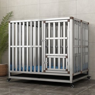 不锈钢狗笼金毛边牧拉布拉多宠物笼可折叠室内加厚中大型犬狗笼子