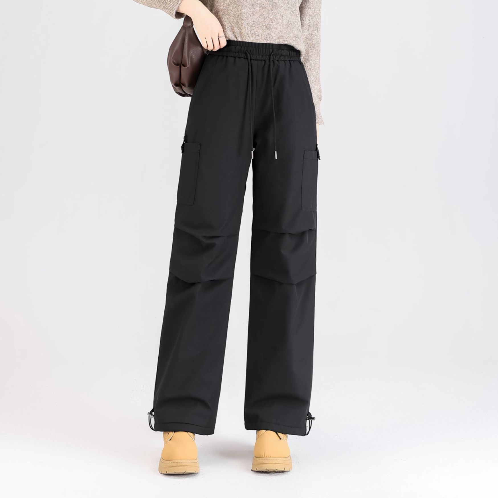 【CC家CC】裤长102cm女士冬季工装廓形防风保暖鸭绒羽绒裤 88732