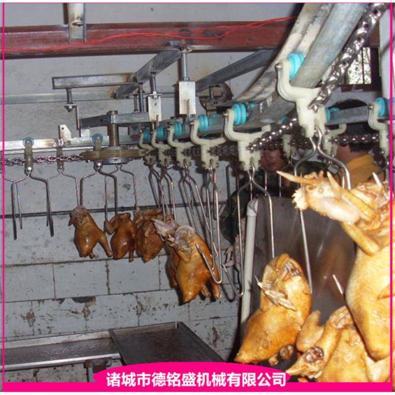 油水混合的扒鸡油炸流水线烧鸡上色设备轨道式鸡鸭鹅油炸机