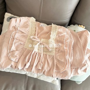 夏季 短裤 粉色公主风睡衣女款 纯棉短袖 少女甜美Z休闲家居 套装 韩版