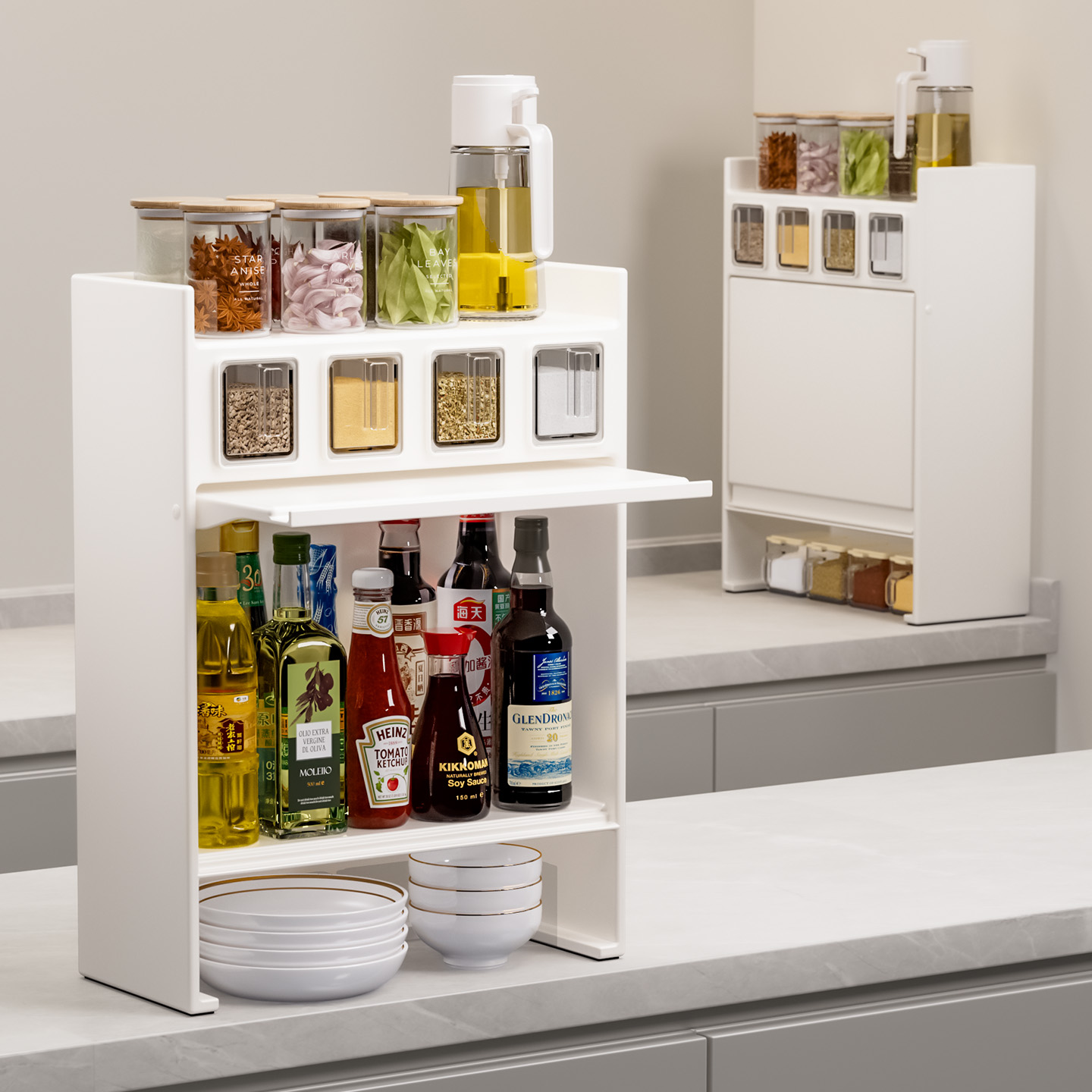 厨房台面调味料收纳多功能置物架