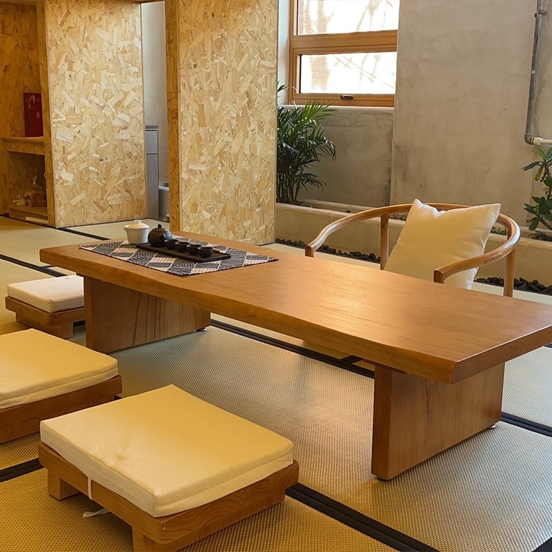 日式榻榻米茶桌椅组合实木茶几禅意矮桌茶台桌禅意坐式炕桌飘窗桌