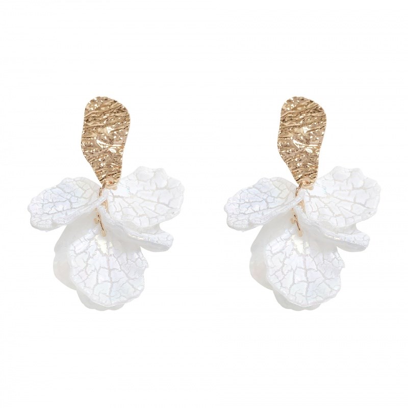 srrmhyn炫彩贝壳裂纹耳钉夏天清新百搭花瓣花朵耳环气质耳坠耳饰