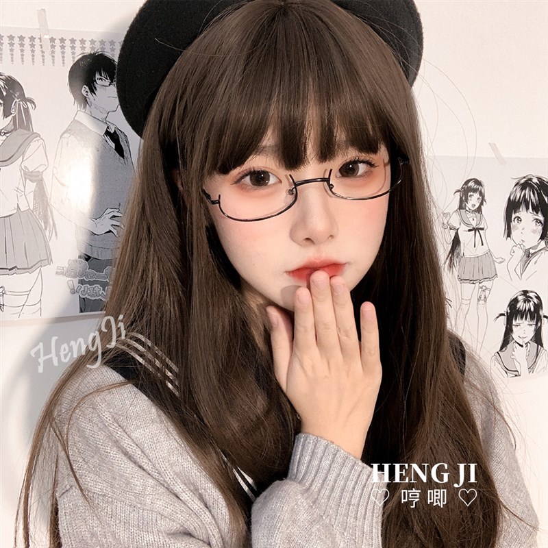 哼唧日常假发女长发lolita全头套黑长直逼真自然中长发学生头假发