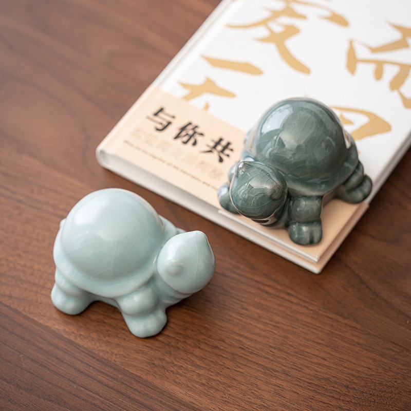 开片可养个性招财乌龟茶宠摆件桌面创意可爱精品茶玩陶瓷茶道配件