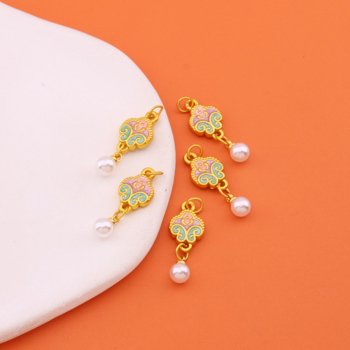 保色滴油花花坠DIY饰品配件挂坠手工编织手链项链吊珠挂件批发