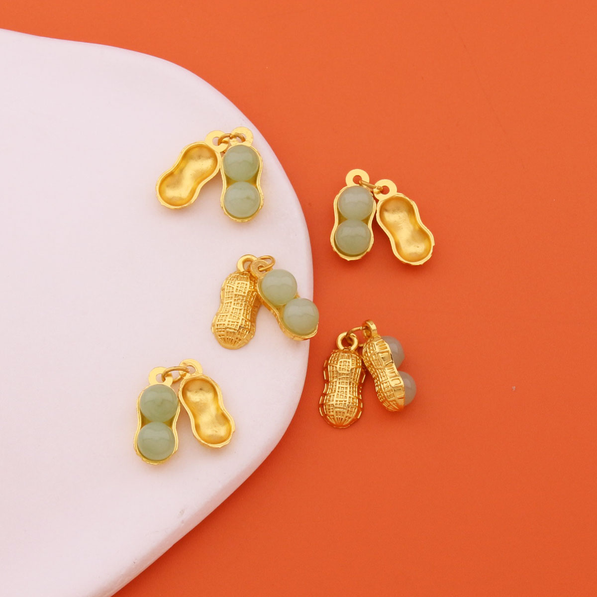 花生吊坠可打开好事发生珍珠手机链挂件DIY手链项链串珠饰配件