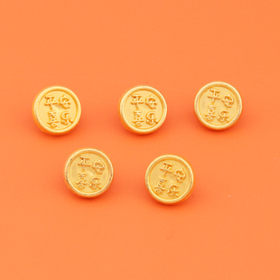 diy饰品配件古法哑金色平安喜乐纽扣按扣肩扣裤子后兜纽扣挂饰