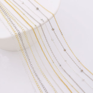 14K18K包金链子金色保色O字链珠链细链条手工diy延长链项手链配件