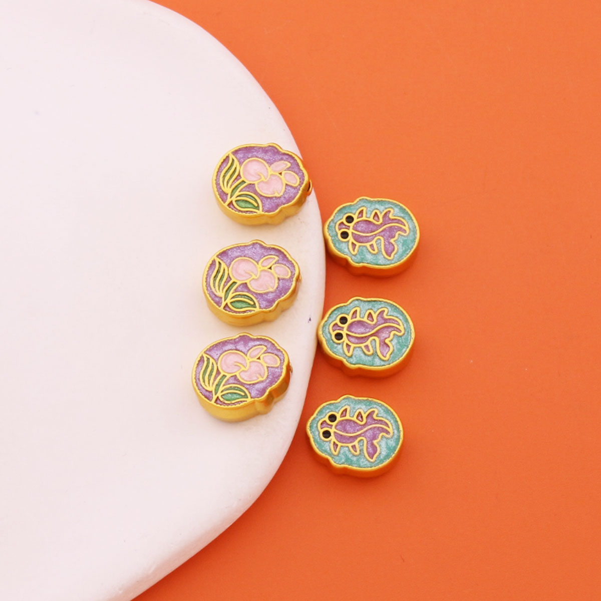 手工编织鲤鱼吊坠花花混批保色饰品配件diy手链项链挂件吊饰批发