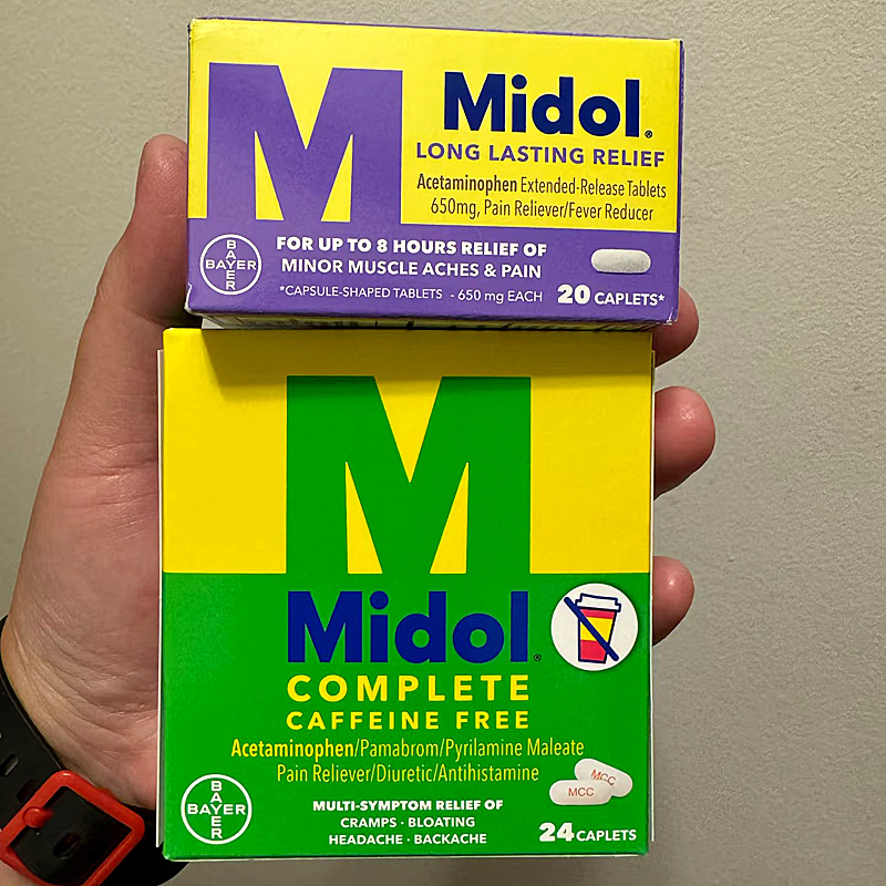 美国溯源Midol止痛片扑热息痛经期生理痛腹部痉挛头痛月经痛1