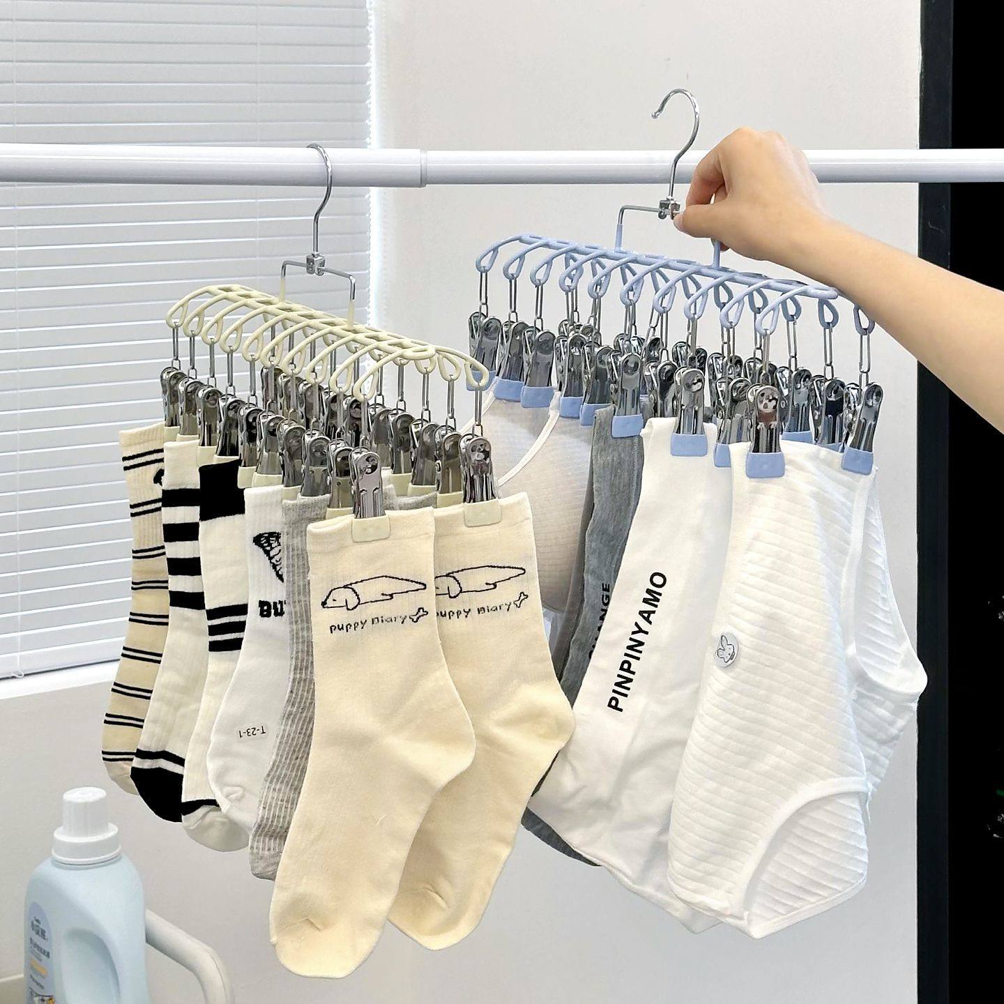 不锈钢袜子晾晒架多夹子家用婴儿袜夹学生宿舍晾衣架阳台防风衣架