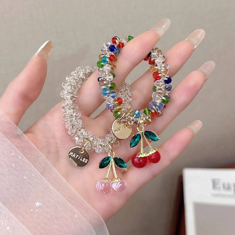 樱桃吊坠发绳女高级感头绳扎马尾