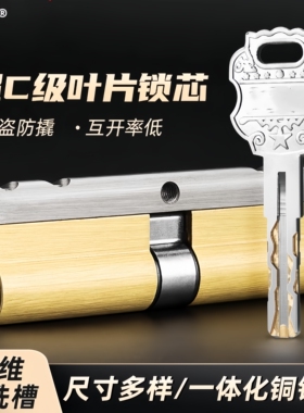 防盗门锁芯超C级国C级通用型家用入户门大铁门换锁芯全铜叶片锁芯