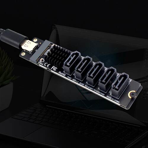TYPE-C转5口SATA3 6Gbps USB10G扩展转接卡JM575+JMS580 带数据线